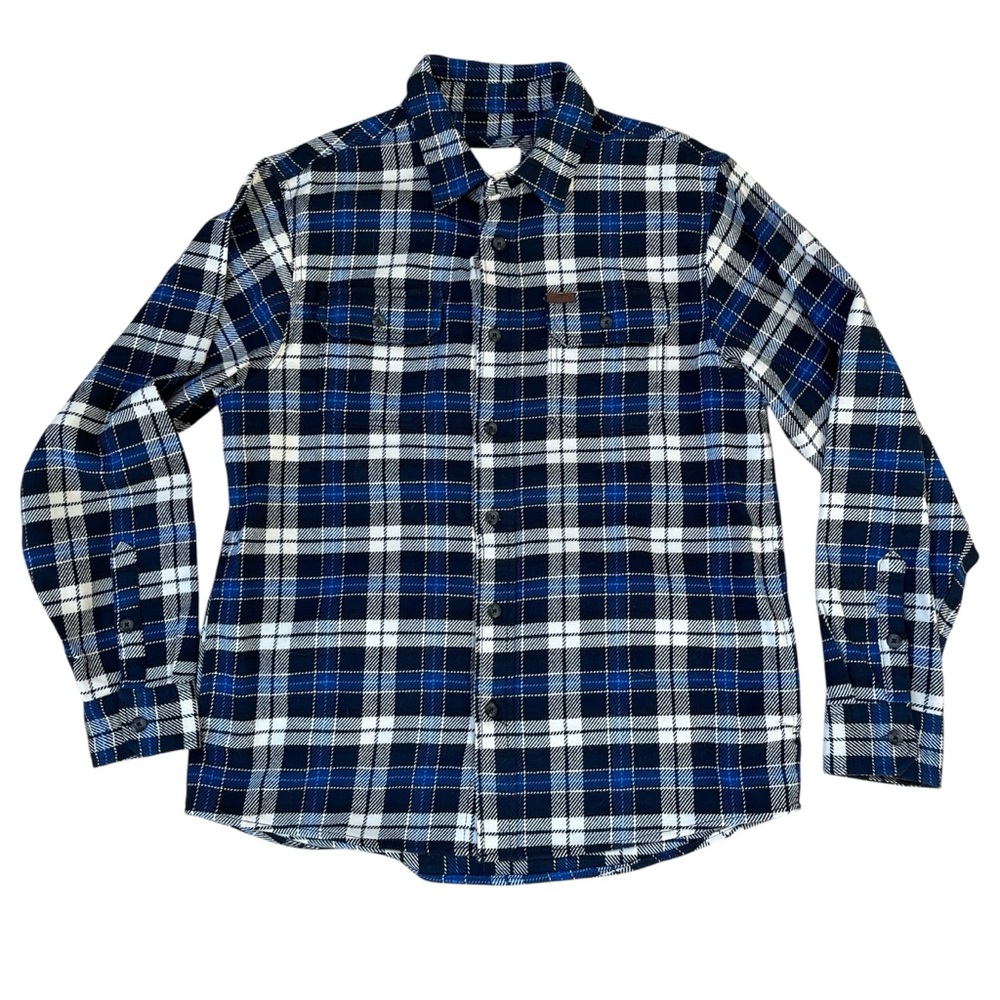 Orvis Flannel Men's Blue Plaid Shirt Shacket Jacket size large L
